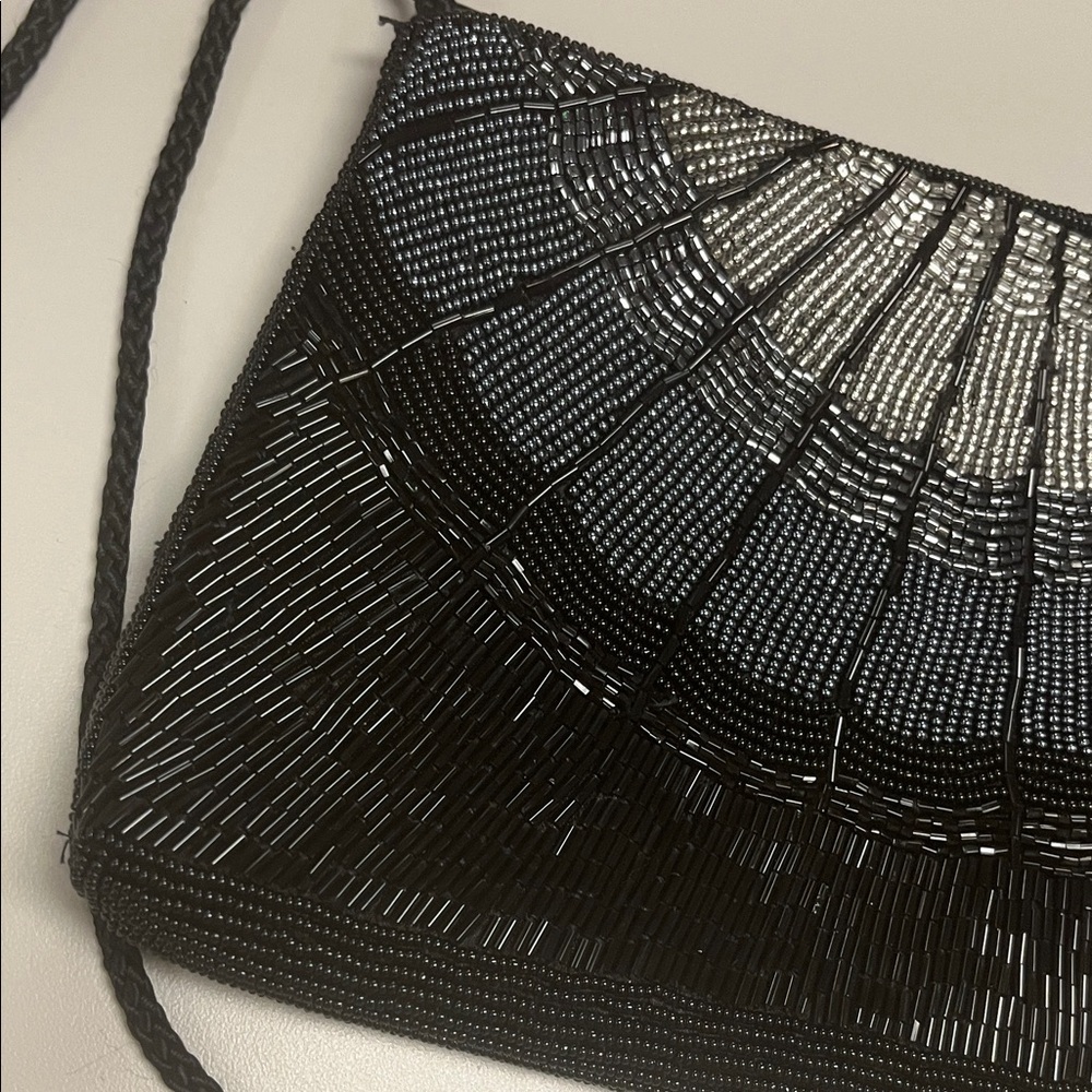 Source Unknown Black, Silver, Gray Beaded Clutch … - image 3
